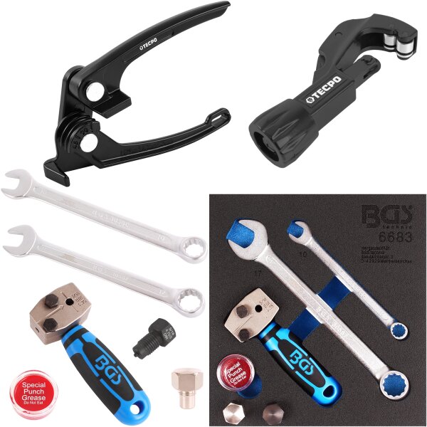 TECPO Bördelgerät Set + Rohrbiegezange + Rohrabschneider