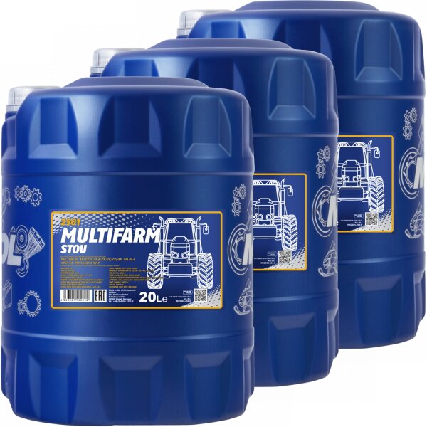 3x MANNOL Multifarm STOU 10W-30, 20L