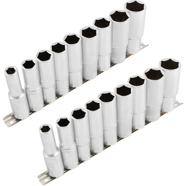 2x TECPO Steckschlüssel Satz, tief, 1/2 Zoll, 10-24 mm 9-teilig