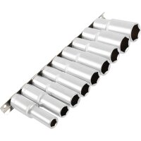 2x TECPO Steckschlüssel Satz, tief, 1/2 Zoll, 10-24 mm 9-teilig