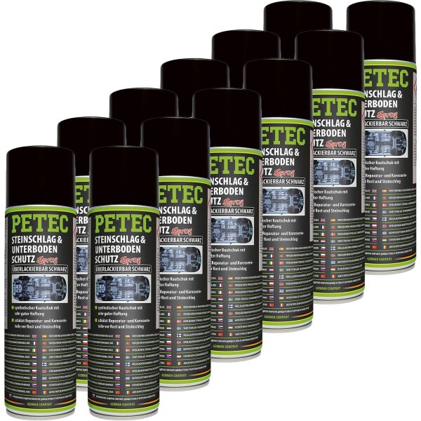 12x PETEC Steinschlag- & Unterbodenschutz, Spray, schwarz, 500 ml