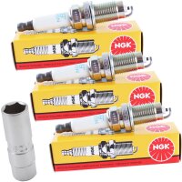 3x NGK 6893 Zündkerze + BGS Zündkerzen-Einsatz...