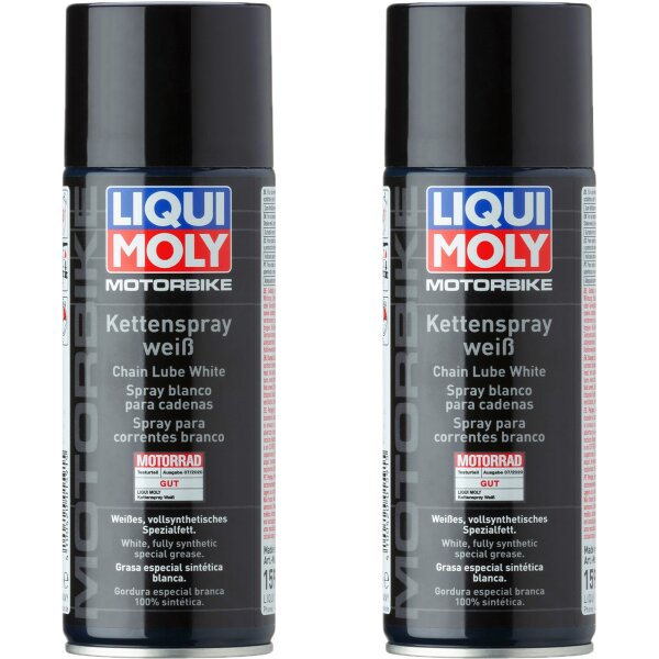 2x LIQUI MOLY 1591 Motorbike Kettenspray weiß, 400 ml