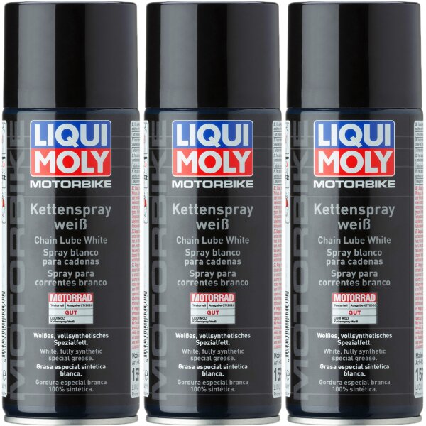 3x LIQUI MOLY 1591 Motorbike Kettenspray weiß, 400 ml