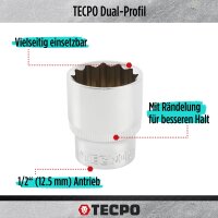 TECPO Vielzahn Steckschlüssel Satz SW 8-36 mm, 1/2" + Umschaltknarre 1/2"