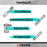 TECPO Vielzahn Steckschlüssel Satz SW 8-36 mm, 1/2" + Umschaltknarre 1/2"