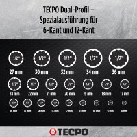 TECPO Vielzahn Steckschlüssel Satz SW 8-36 mm, 1/2" + Umschaltknarre 1/2"