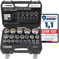 TECPO Vielzahn Steckschlüssel Satz SW 8-36 mm, 1/2" + Umschaltknarre 1/2"