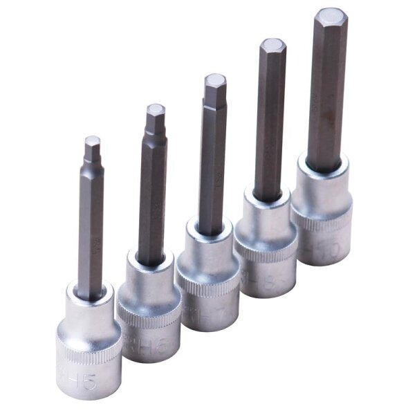 BGS Steckschlüssel Satz für Inbus Schrauben 1/2 Zoll, 5, 6, 7, 8, 10 mm