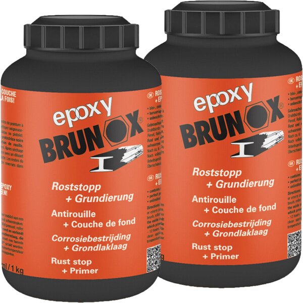 2x BRUNOX Roststopp + Grundierung, 2in1, 1 Liter