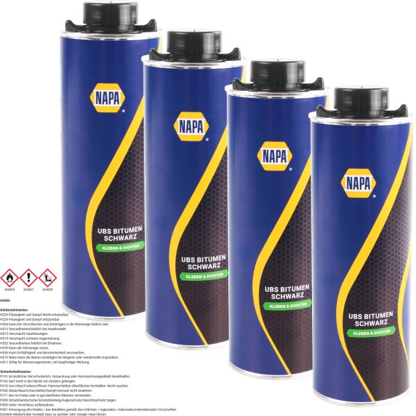 4x NAPA Unterbodenschutz Bitumen Kleben & Dichten, 1 Liter