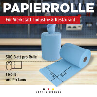 36x TECPO Bremsenreiniger Universal Reiniger, 500 ml + Putzrolle blau 2-lagig, 23x30 cm, MINI-300