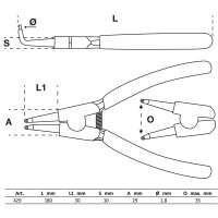 BGS Sprengringzange | gebogen | für Außensprengringe | 180mm