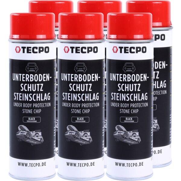 6x TECPO Unterbodenschutz überlackierbar schwarz, 500 ml