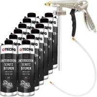TECPO Unterbodenschutz Bitumen schwarz, 12L + Druckluft...