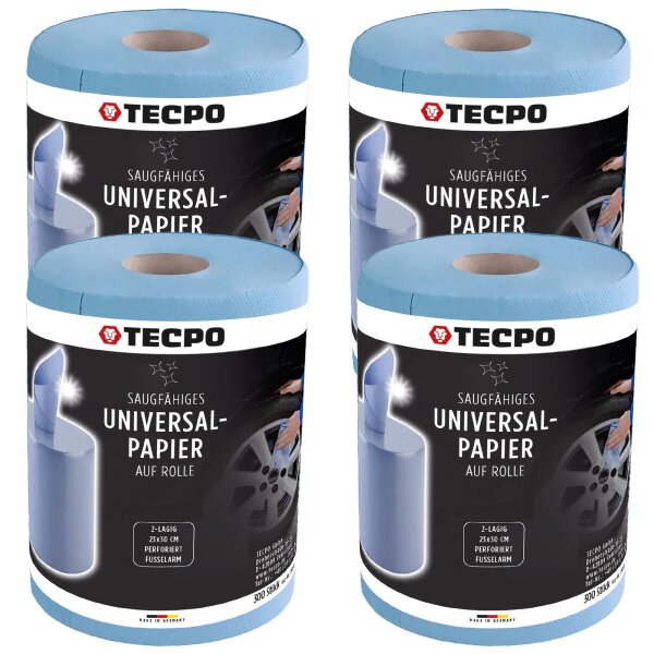 TECPO 4x Putzrolle blau 2-lagig, 23x30 cm, MINI-300