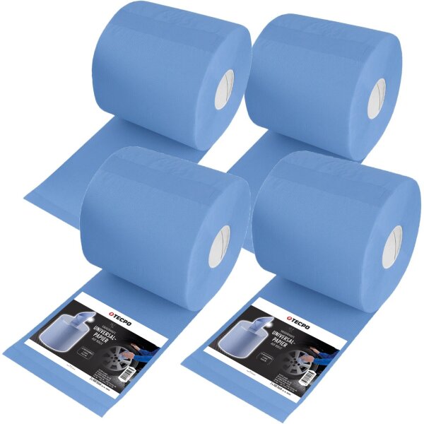 TECPO 4x Putzrolle blau 2-lagig 21x34 cm "MINI-500" (2000 Blatt)