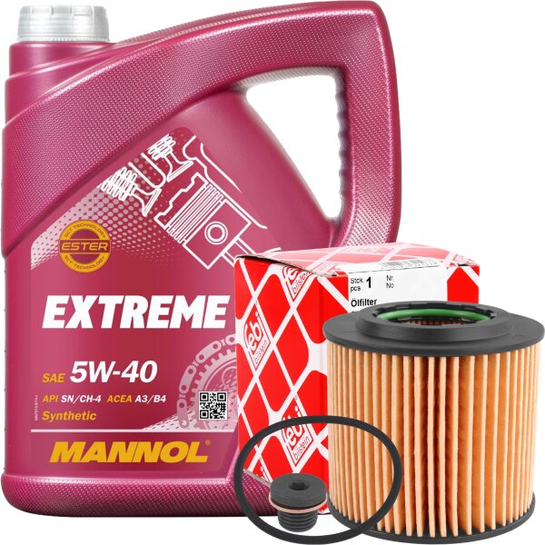 FEBI BILSTEIN Ölfilter + Schraube + MANNOL Extreme 5W-40, 5 Liter
