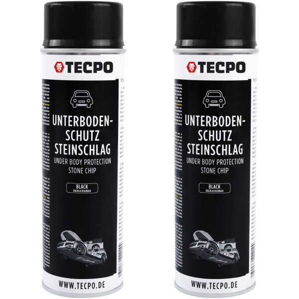 2x TECPO Unterbodenschutz überlackierbar schwarz, 500 ml