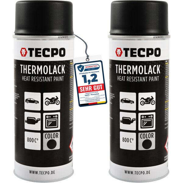 2x TECPO Thermolack Auspufflack Ofenlack 800°C schwarz 400 ml