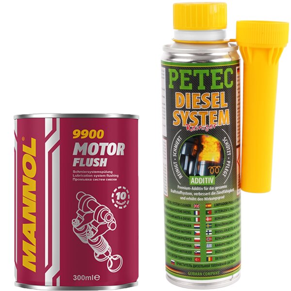 PETEC Diesel-Additiv, 300 ml + Motorspülung, 300 ml