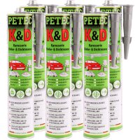 6x PETEC K&D Karosserie Klebe- und Dichtmasse grau,...
