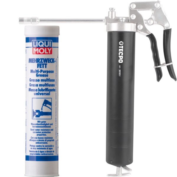 TECPO Einhand-Fettpresse + LIQUI MOLY Mehrzweckfett, 400 g