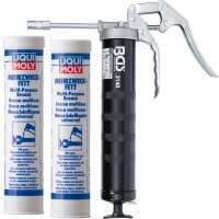 BGS Einhand-Fettpresse + LIQUI MOLY Mehrzweckfett, 2x400 g