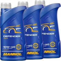 3x MANNOL Defender 10W-40 Motoröl API SN, 1L