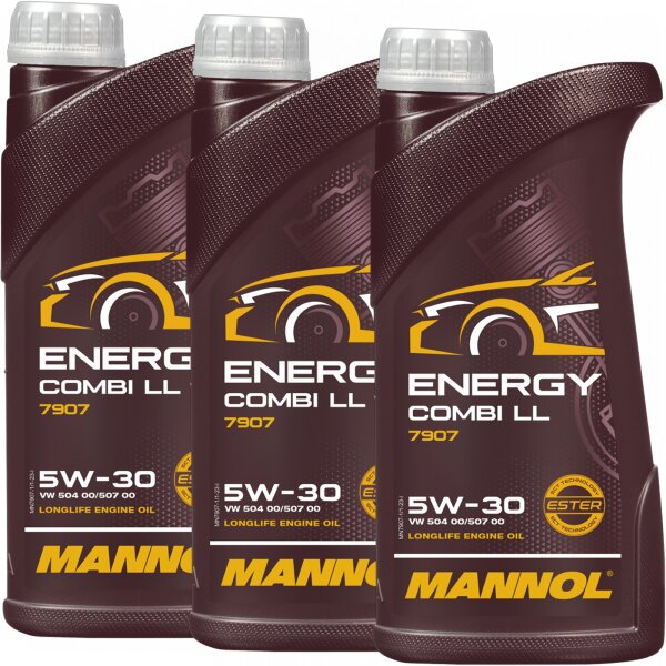 3x MANNOL Energy Combi LL 5W-30, 1 Liter