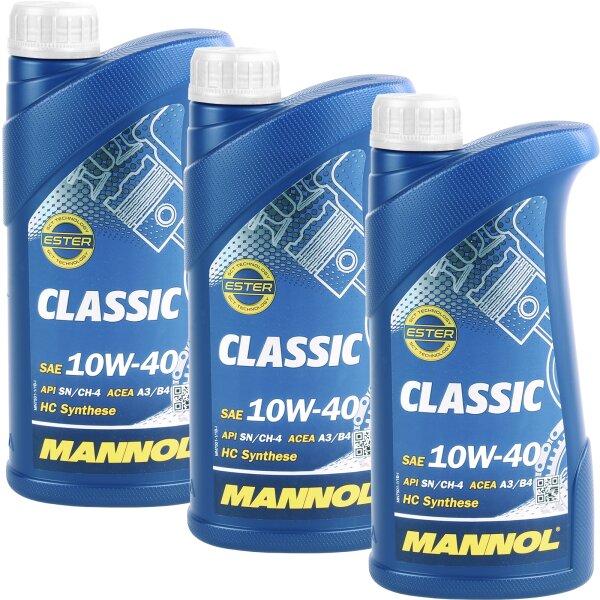 3x MANNOL Classic 10W-40 API SN/SM/CF, 3x1 Liter