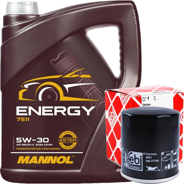 FEBI BILSTEIN Ölfilter + MANNOL Energy 5W-30, 5 Liter