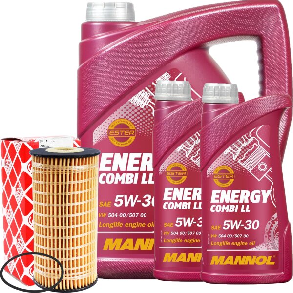 FEBI BILSTEIN Ölfilter + MANNOL Energy Combi LL 5W-30, 7 Liter