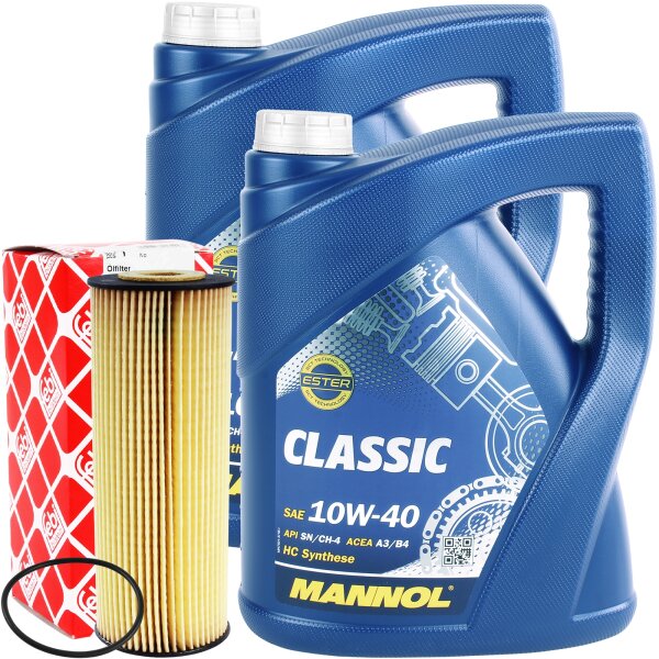 FEBI BILSTEIN Ölfilter + MANNOL Classic 10W-40 Motoröl, 10L