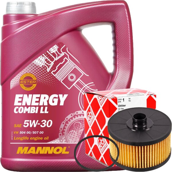 FEBI BILSTEIN Ölfilter + MANNOL Combi LL 5W-30, 5 Liter