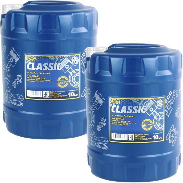 MANNOL Classic 10W-40 API SN/SM/CF, 2x10 Liter