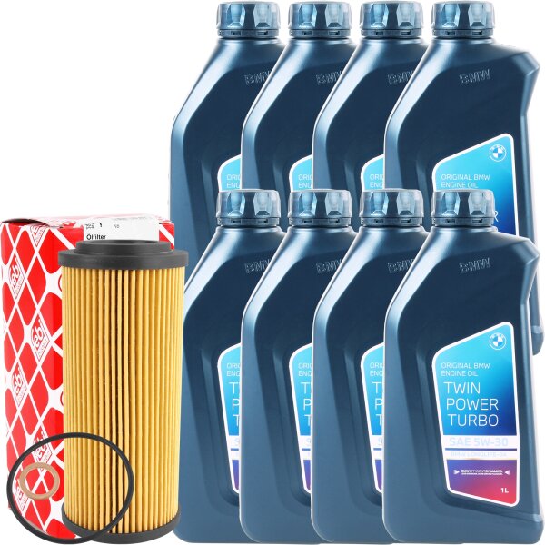 FEBI Ölfilter + 8x1 Liter Original BMW 5W-30 Twin Power Turbo LL-04