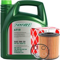FEBI Ölfilter + Schraube + FANFARO 6719 5W-30, 5 Liter