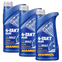 3x MANNOL 4-Takt Plus Motorrad Öl API SL, 1L