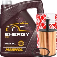 FEBI BILSTEIN Ölfilter + MANNOL Energy 5W-30, 5 Liter