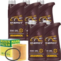 MANN-FILTER Ölfilter + MANNOL 5W-30 ENERGY 5x1 Liter
