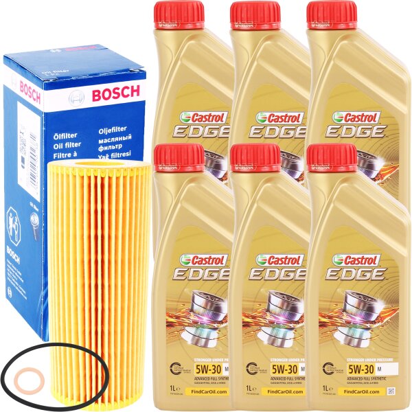 BOSCH Ölfilter + CASTROL EDGE M 5W-30, 6x1L