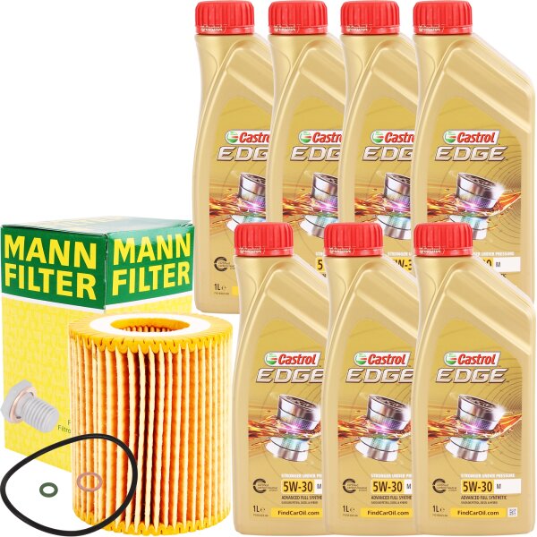 MANN-FILTER Ölfilter + CASTROL EDGE M 5W-30, 7x1L