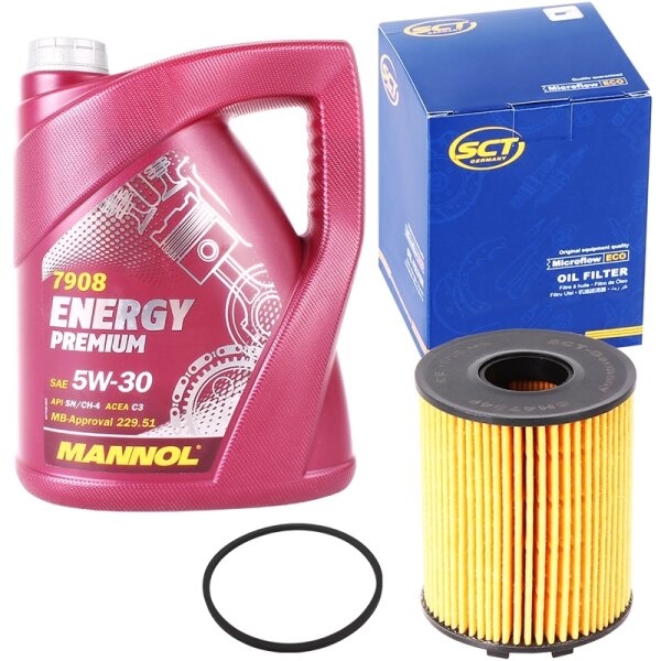 SCT Ölfilter + Mannol Energy Premium 5W-30, 5 Liter