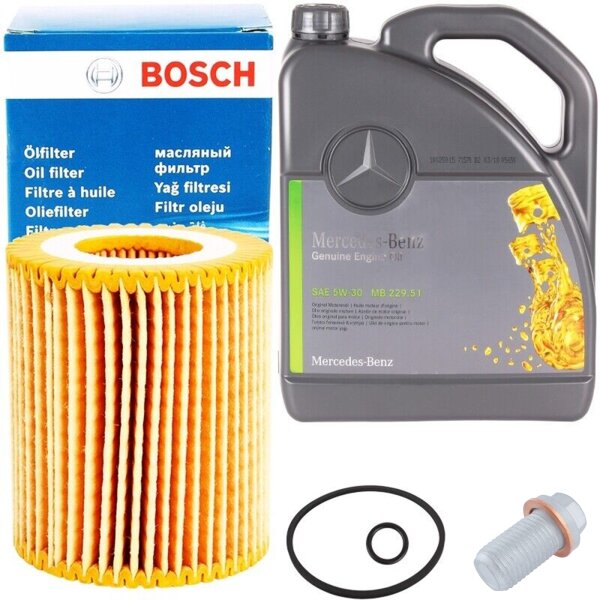 BOSCH Ölfilter + 5W-30 Mercedes Benz Motoröl, 5 Liter