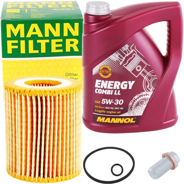 MANN-FILTER  Ölfilter + MANNOL Energy Combi LL 5W-30, 5 Liter