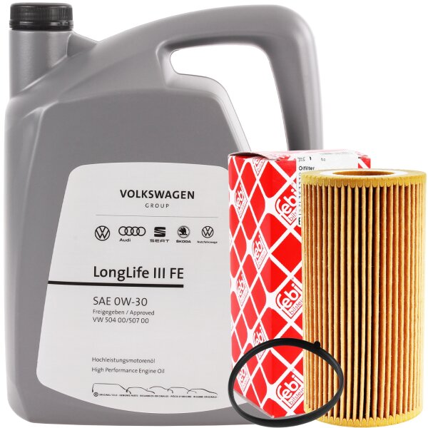 FEBI BILSTEIN Ölfilter + OE VAG 0W-30 Motoröl LongLife 3 FE, 5 Liter