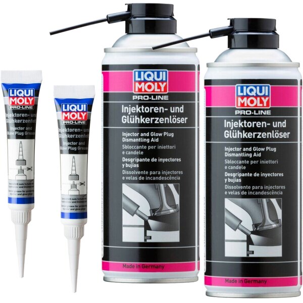 2x LIQUI MOLY Injektoren- & Glühkerzenlöser + 2x Injektoren- und Glühkerzenfett