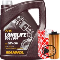 FEBI BILSTEIN Ölfilter + MANNOL Longlife 5W-30, 5 Liter