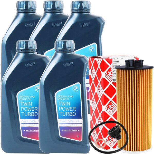 FEBI BILSTEIN Ölfilter + OE BMW 5W-30 Twin Power Turbo Longlife-04, 5L